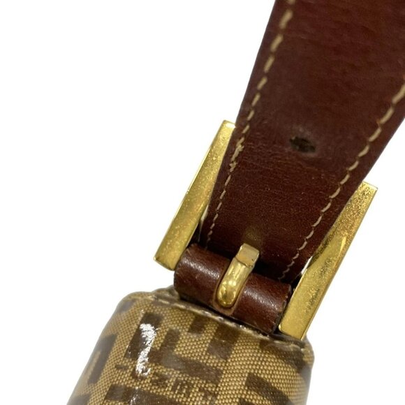 Auth FENDI Mamma bucket / Zucchino pattern Dark Brown Beige PVC Leather - Picture 8 of 15